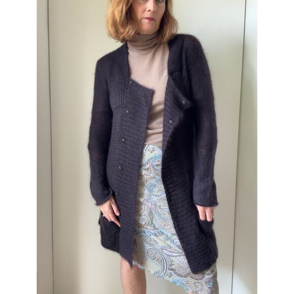 Eileen Fisher Midi Cardigan Sweater Brown Size Small Mohair Wool Layering Fall - Picture 7 of 10